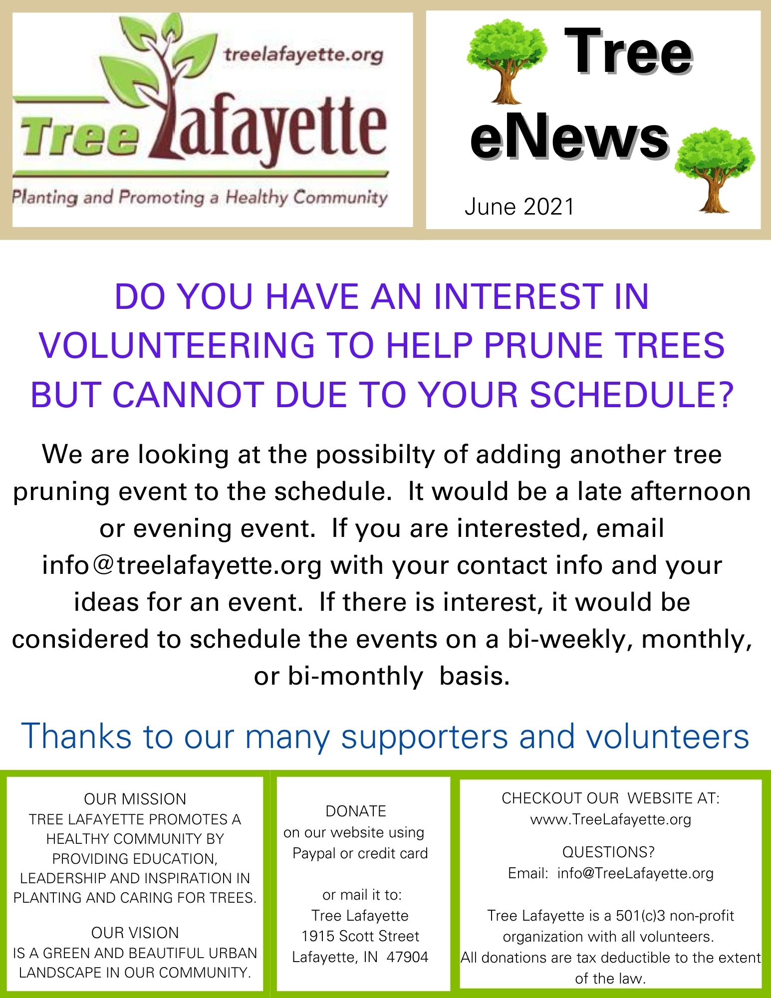 Tree Lafayette newsletter
